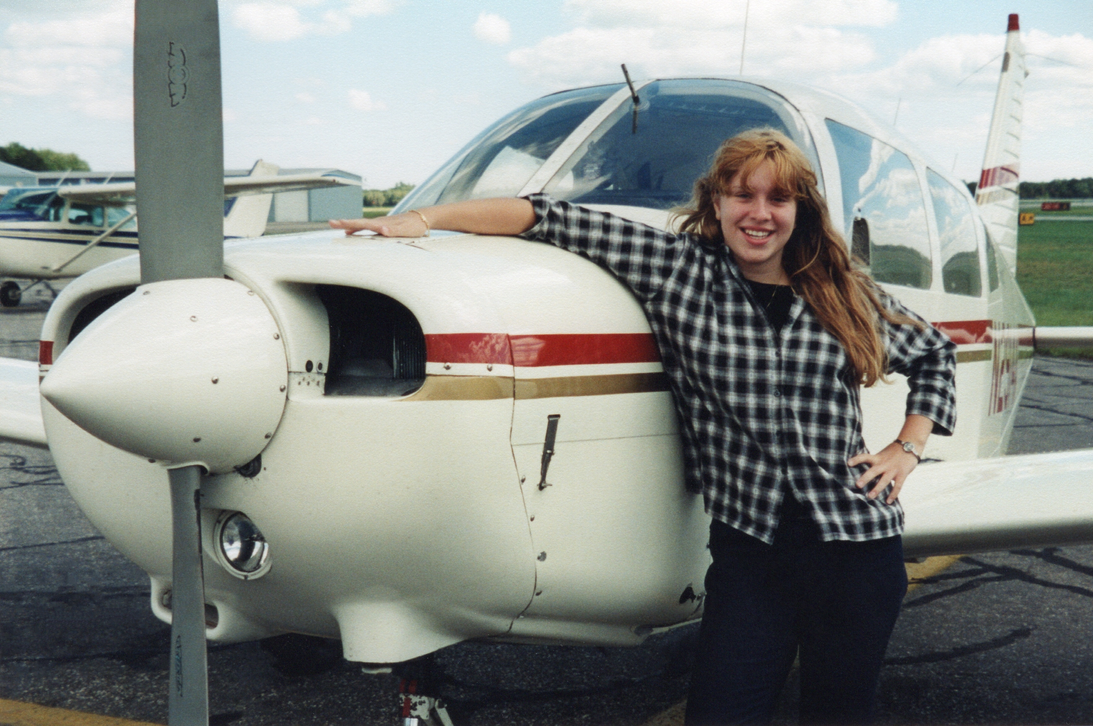 My daughter Yuliya (Юлия),after returning from her first flying lesson...Я-то водила самолётик!
